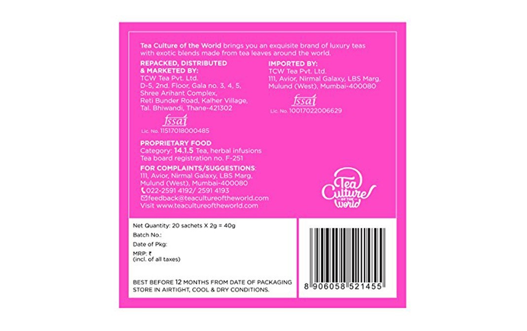 Tea Culture Of The World Flowery Bouquet    Pack  40 grams